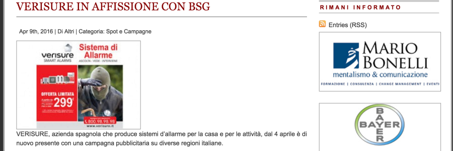 VERISURE IN AFFISSIONE CON BSG